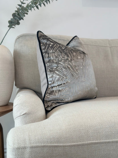 Grey Velvet Patterned Cushion Cover Handmade to Order UK – The