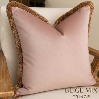 BLUSH VELVET | Fringed Cushion