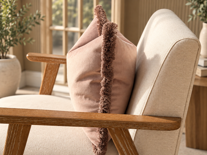BLUSH VELVET | Fringed Cushion