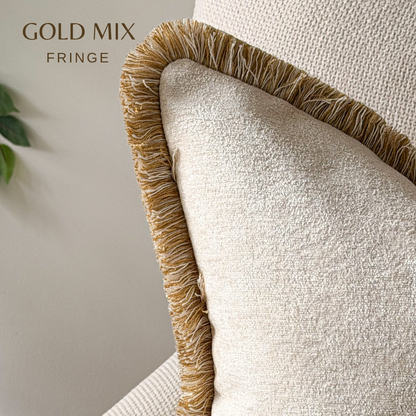 TEXTURED IVORY | Fringed Cushion