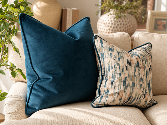 Pacific Blue-teal velvet cushion.