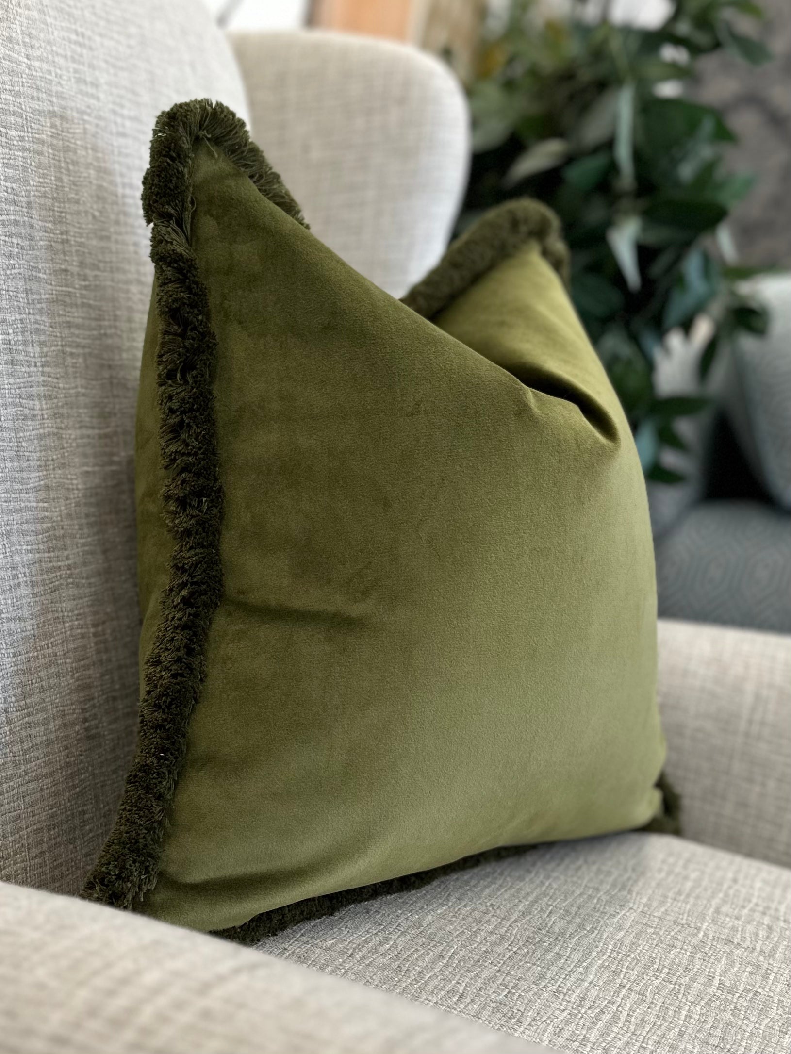 Moss Green Velvet Cushion
