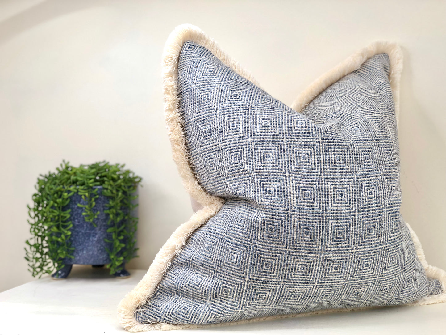 Blue Rope Cushion Luxury Blue Fringed Cushion - Costal Home Decor | Shop Now ...